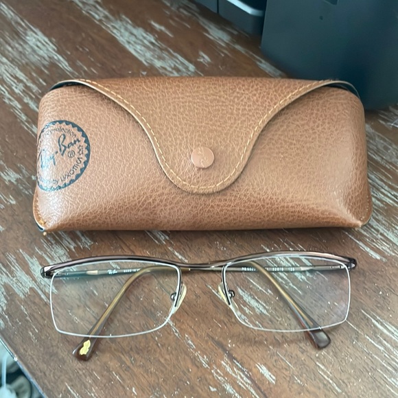 Ray Ban RB6039 2511 brown half rim eyeglasses with soft brown logo case